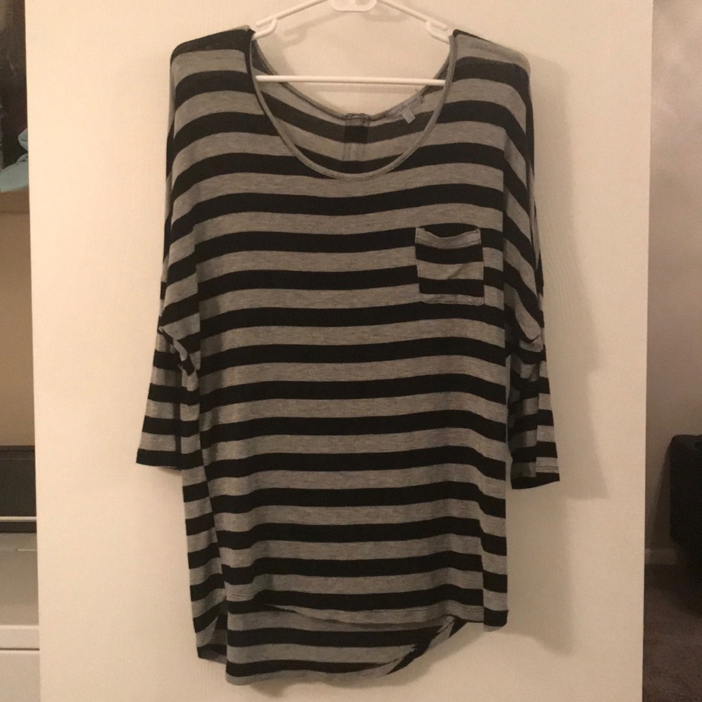 Black and Grey Striped Top